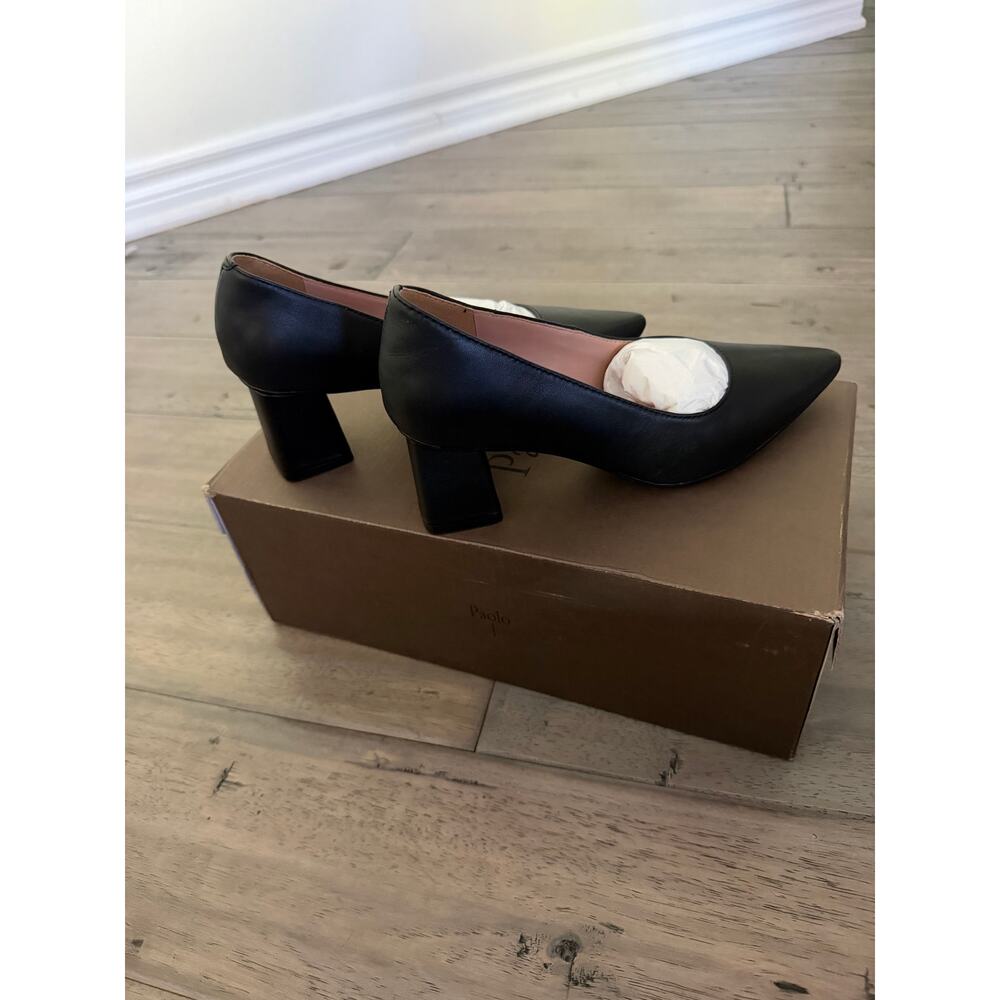 New linea Paola Bilson black Napa leather heels sz 5 1/2 - Picture 6 of 6